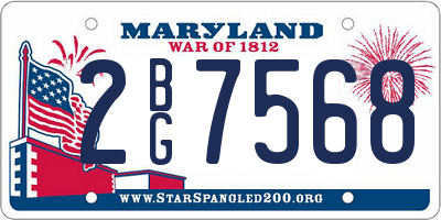 MD license plate 2BG7568