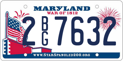 MD license plate 2BG7632