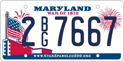 MD license plate 2BG7667