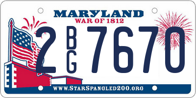 MD license plate 2BG7670