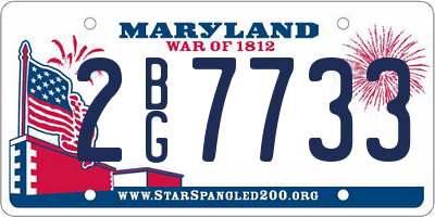 MD license plate 2BG7733