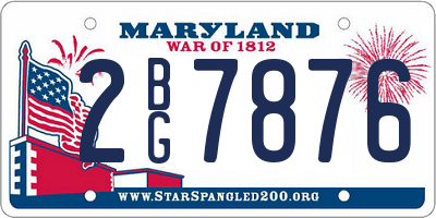 MD license plate 2BG7876