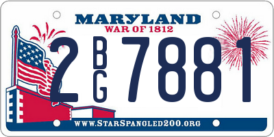 MD license plate 2BG7881