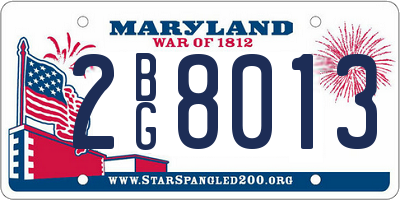MD license plate 2BG8013