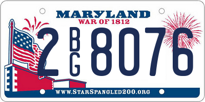MD license plate 2BG8076