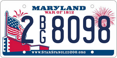 MD license plate 2BG8098