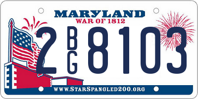 MD license plate 2BG8103