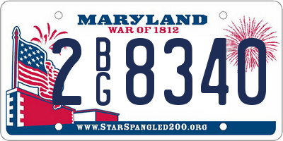 MD license plate 2BG8340