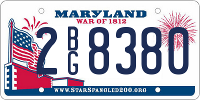 MD license plate 2BG8380