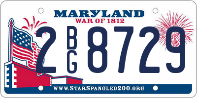 MD license plate 2BG8729