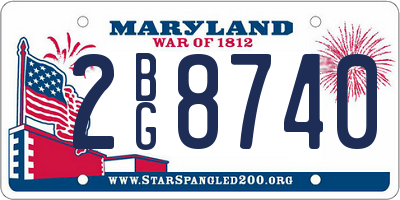 MD license plate 2BG8740