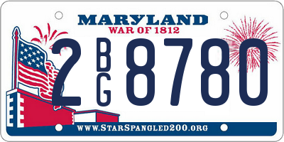 MD license plate 2BG8780
