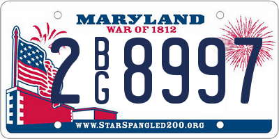MD license plate 2BG8997