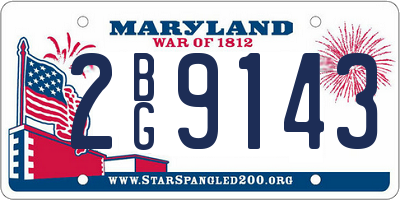 MD license plate 2BG9143