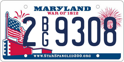 MD license plate 2BG9308