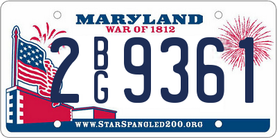 MD license plate 2BG9361