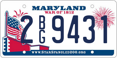 MD license plate 2BG9431