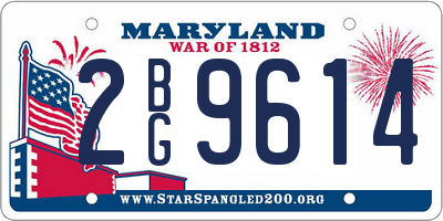 MD license plate 2BG9614
