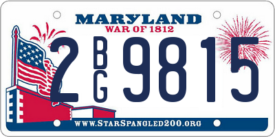 MD license plate 2BG9815