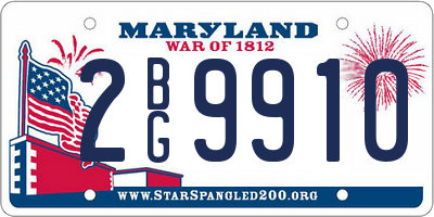 MD license plate 2BG9910