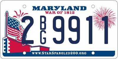 MD license plate 2BG9911