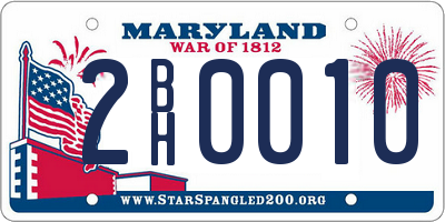 MD license plate 2BH0010