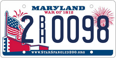 MD license plate 2BH0098
