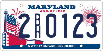 MD license plate 2BH0123