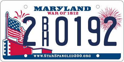 MD license plate 2BH0192
