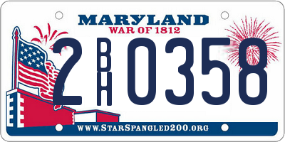 MD license plate 2BH0358