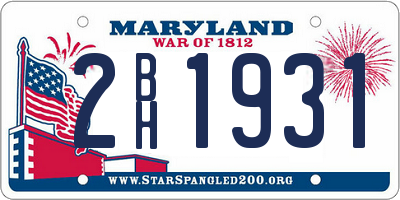 MD license plate 2BH1931
