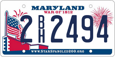 MD license plate 2BH2494