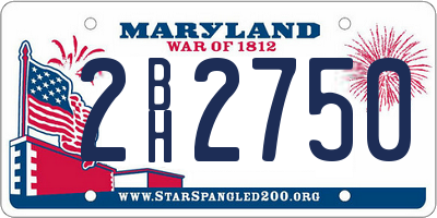 MD license plate 2BH2750