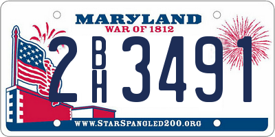 MD license plate 2BH3491