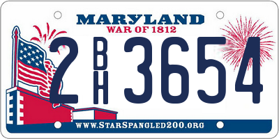 MD license plate 2BH3654