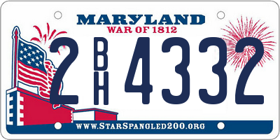 MD license plate 2BH4332