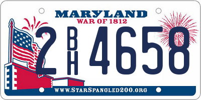 MD license plate 2BH4658