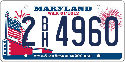 MD license plate 2BH4960