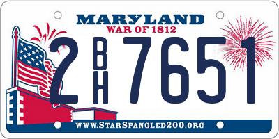 MD license plate 2BH7651