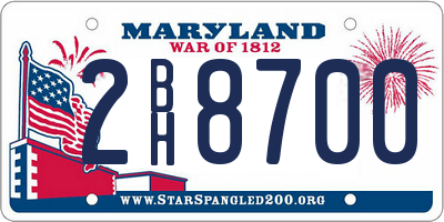 MD license plate 2BH8700