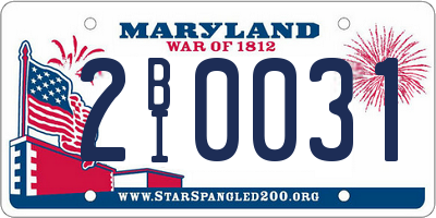 MD license plate 2BI0031