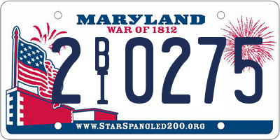 MD license plate 2BI0275