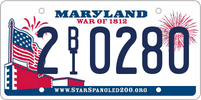 MD license plate 2BI0280