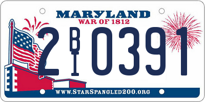 MD license plate 2BI0391