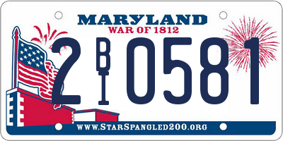 MD license plate 2BI0581