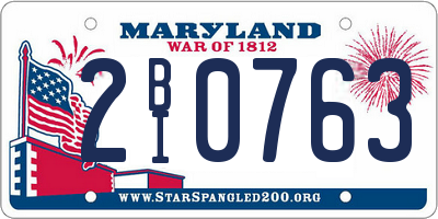 MD license plate 2BI0763