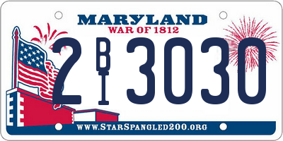 MD license plate 2BI3030