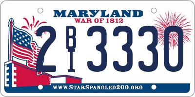 MD license plate 2BI3330