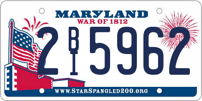 MD license plate 2BI5962