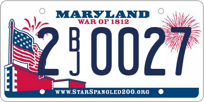 MD license plate 2BJ0027